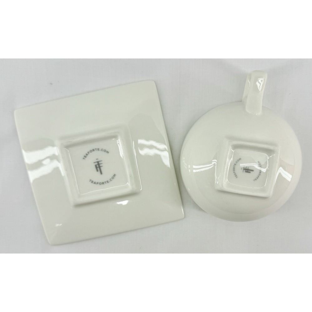 Tea Forté Cup & Saucer Set 2 – White Porcelain Contemporary Square Design‎ NWOB - Picture 7 of 7